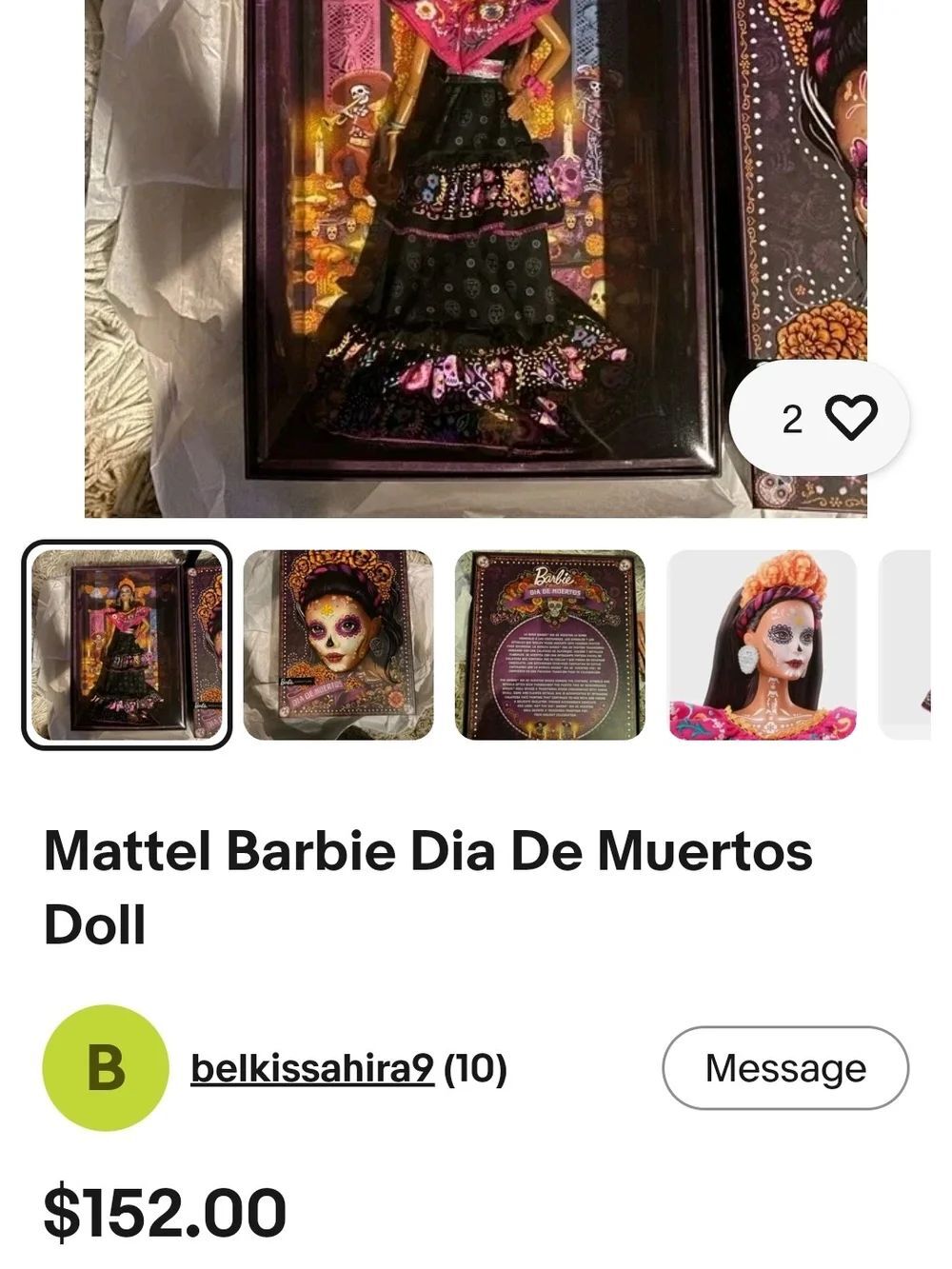 Barbie Dia De Muertos Black and Pink Dress Collectible Doll